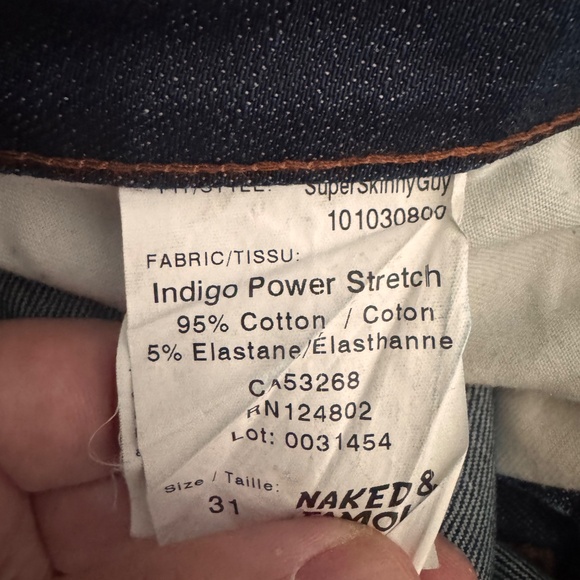 Naked and Famous Selvedge Jeans. Super Skinny Guy. Indigo. Size 31 - Picture 4 of 6